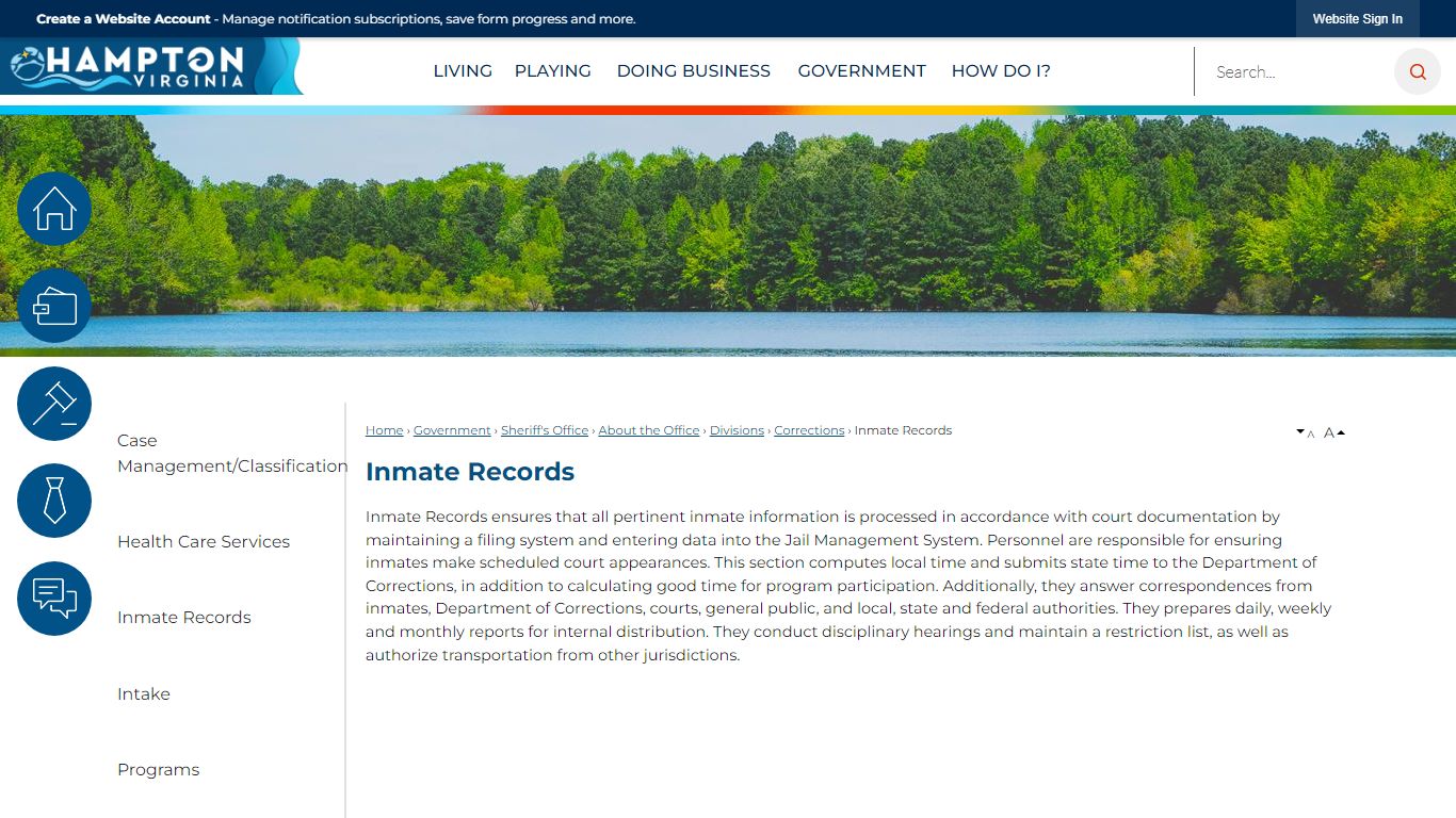 Inmate Records | Hampton, VA - Official Website